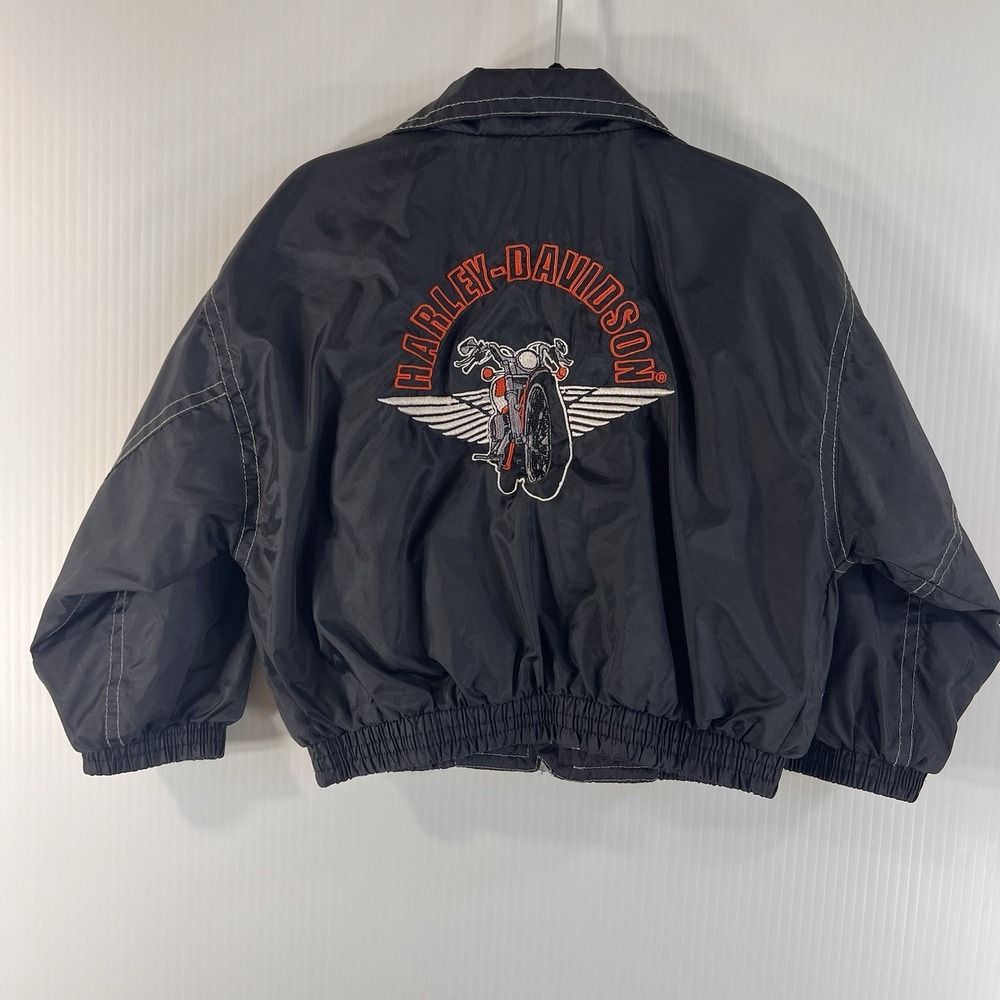 Harley Davidson Jacket Baby Boy Size 24 Months Black Zipper Nylon Lightweight - Picture 4 of 8
